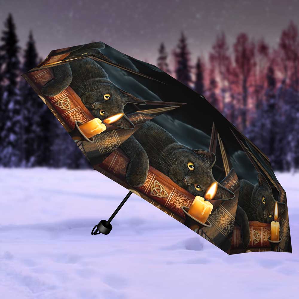 Nemesis Now Lisa Parker Witching Hour Cat Umbrella Black 24cm x 5cm
